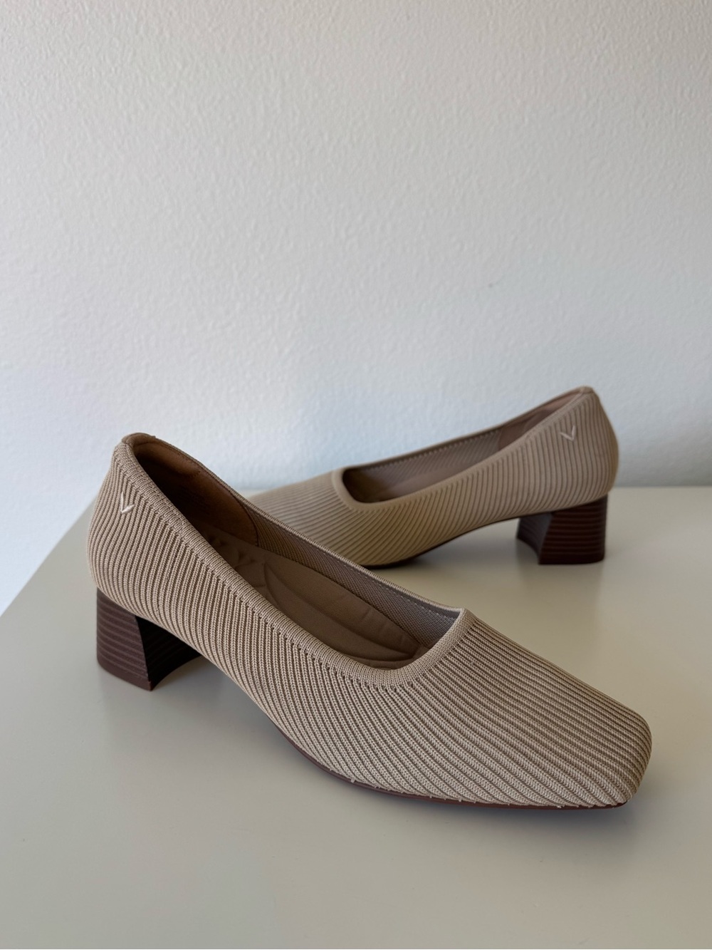 VIVAIA Melody Tan Knit Block Heel Shoes, 41, 10